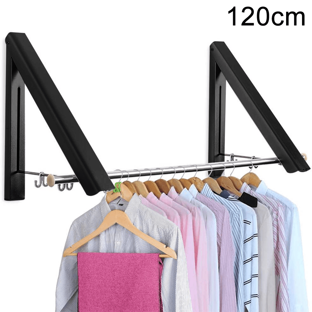 Mgfed 2 3 Rod Retractable Clothes Racks Wall Mounted Folding Clothes Hanger clothes Drying Rack Used For Storage Organizations Such As Bathrooms B