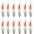 thumbnail image 2 of Couah Bombilla de llama parpadeante, bombillas de repuesto para candelabro con punta de llama transparente, 120 voltios, bombillas de base de candelabro con llama E12, paquete de 12, 2 of 4