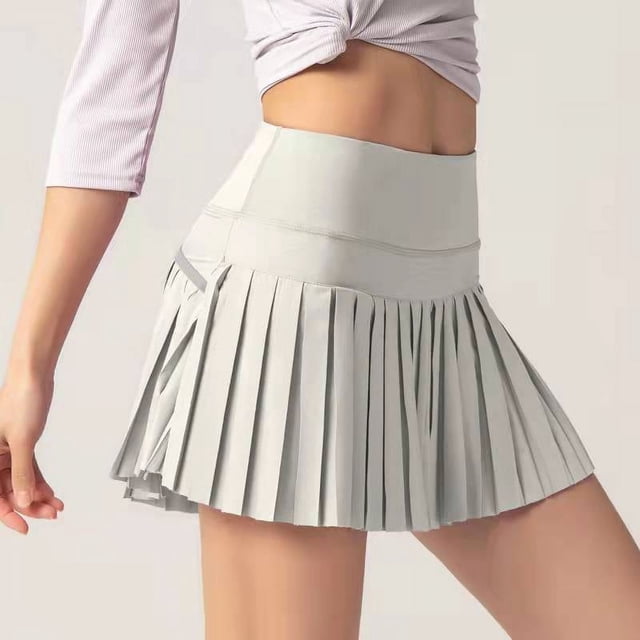 Pantalones cortos deportivos de verano para mujer, falda anti-luz para exteriores, falda transpirable para correr, falda falsa con dos pliegues