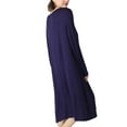 thumbnail image 2 of Defitshape Women's Plus Size Nightgown Cotton Long Sleeve Sleepwear Pajama Night Dress Soft Comfy Knee Length Pleated Stretchy Sleep Gown Navy 4X, 2 of 5