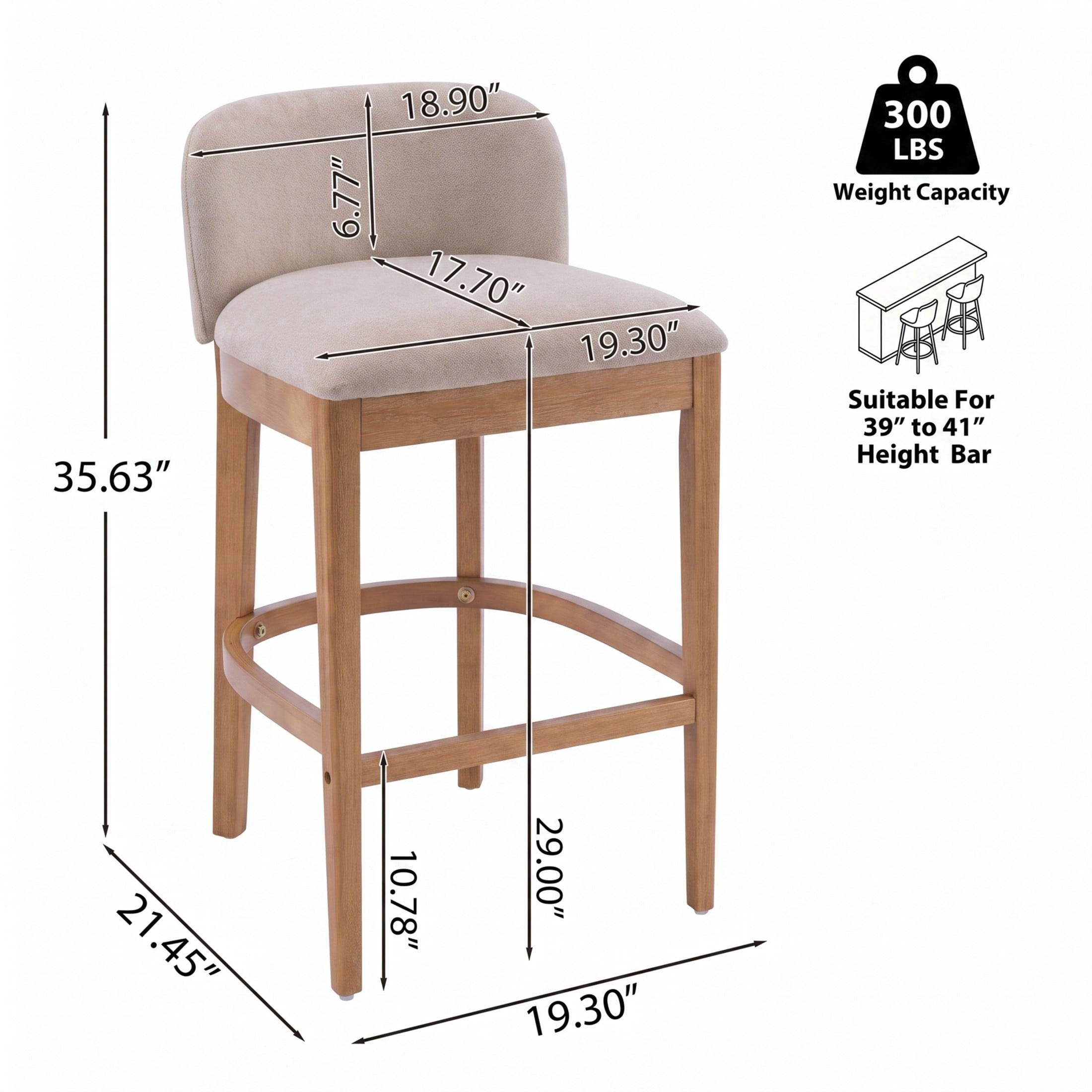 Christopher Knight Home Classic Upholstered Wooden Bar Stools with Low Curved Back, Taupe, Set of 4