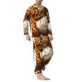 thumbnail image 2 of Hirioo Cartoon Cheetah With Attitude for Men's Pajama Sets 2 Piece Pjs Men's Long-Sleeved Pajama Set Button Down Sleepwear,S-XXL-Large, 2 of 7