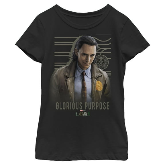Girl's Marvel Loki Glorious Purpose  Graphic Tee Black Small