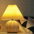 thumbnail image 5 of Cute little pleated lamp, modern bedside table/lamp, beige shade, bedroom, home office - cream-yellow, 5 of 5