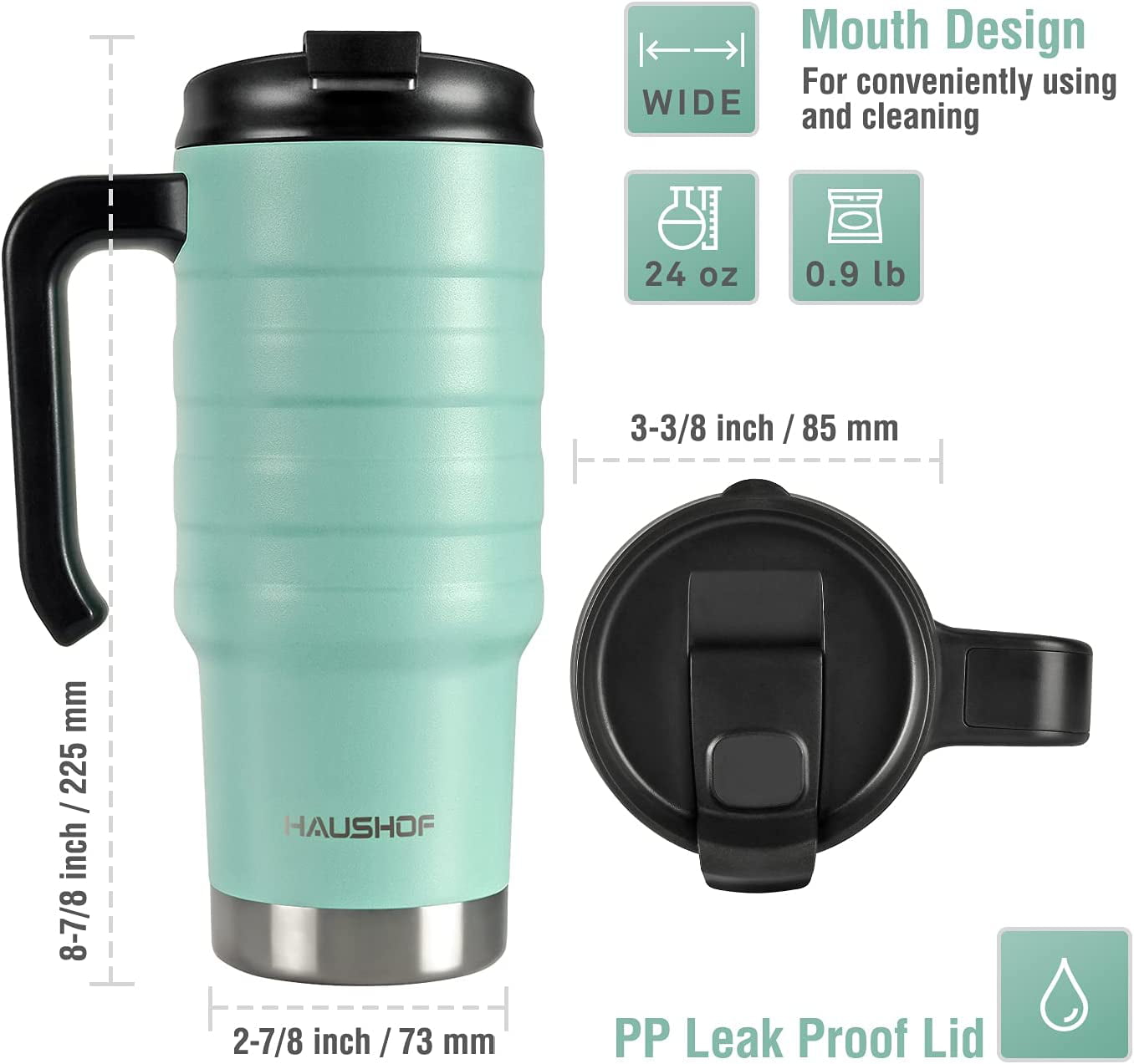 HAUSHOF 24 oz Travel Mug Vacuum Insulated Cola Travel Mug Double
