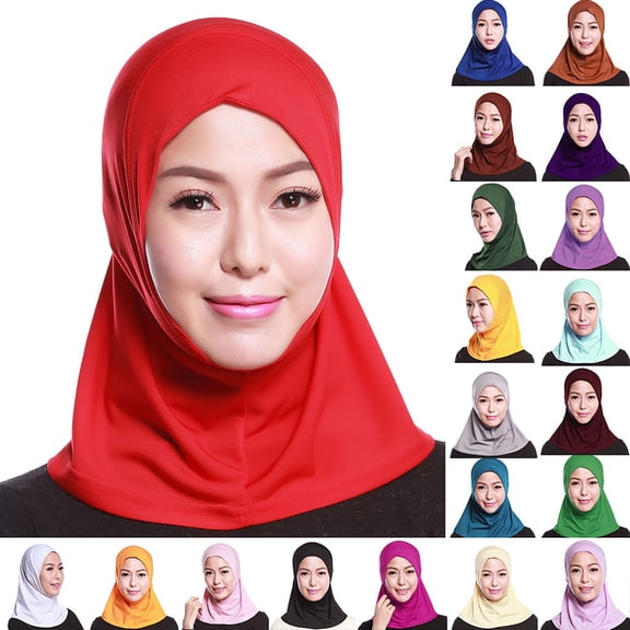 WHEANG Head Scarf for Women Solid Color Muslim Hijab Turban Hat Soft Stretch Head Wraps for Women Lightweight Full Coverage Headscarf Breathable Shawl Cap White One Size