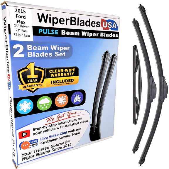 2015 Ford Flex Beam Wiper Blades Wipers w/1yr Warranty (Set of 3) w/Rear Wiper (WiperBladesUSA)