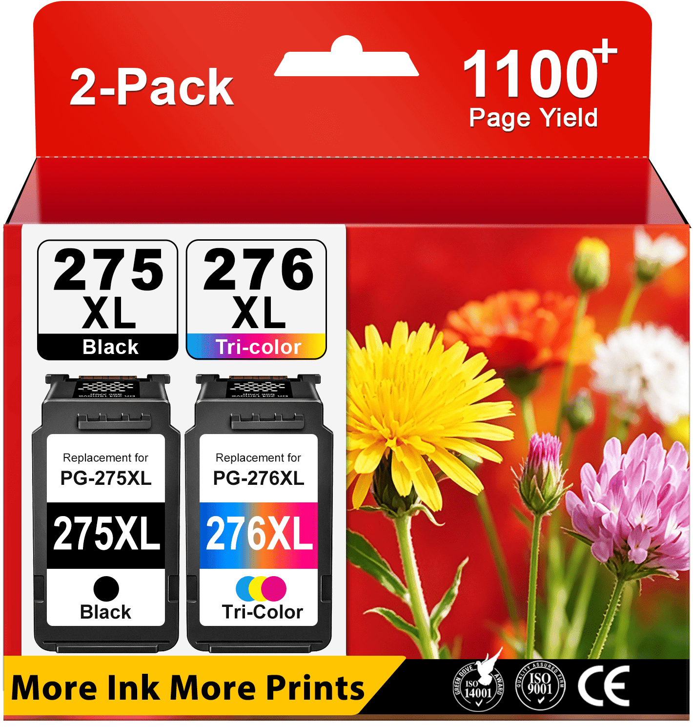 Canon PG-275 Black, CL-276 Color Ink Cartridges, 5.6 ml, 6.2 ml