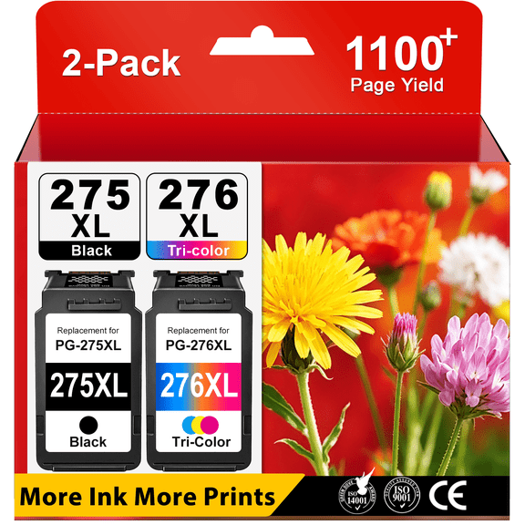 275 276 Ink for Canon Ink 275 and 276 275XL 276XL Compatible for Canon Pixma TS3522 TR4722 TS3722 Printer, 2 Pack