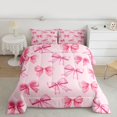 thumbnail image 2 of Feelyou Teens Princess Bowknot Queen Comforter Set, Girly Pink Love Heart Bedding Sets, Cherry Blossoms Floral Reversible Bedding Comforter Set, Ultra Soft Bedroom Decor, 3 Pieces, 2 of 8