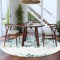 thumbnail image 3 of Round Rug 5Ft Washable Non-Slip, Teal Blue Leaves Circle Area Rugs for Living Room Bedroom, Summer Botanical Indoor Floor Mats Carpet Runner for Home Decor Aesthetic, 3 of 8