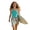 a-Mint Green357, variant on FINALGANG Girls 2 Piece Swimsuit Set Kids Solid Color One Piece Spaghetti Strap Ruched Swimwear With Leaf Print Sarong For Beach Pool Vacation Hot Pink 9-10 Years