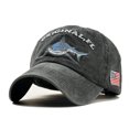 thumbnail image 1 of Unisex Embroidered Lettering Shark Pattern Baseball Cap Fashion Denim Sun Shade Hat black adjustable, 1 of 8