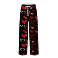 thumbnail image 7 of Men's Drawstring Pocket Cuffed Casual Pants, Valentine's Day Print Home Sleep Pants for Gift, Holiday and Relaxation,Wine,M, 7 of 7
