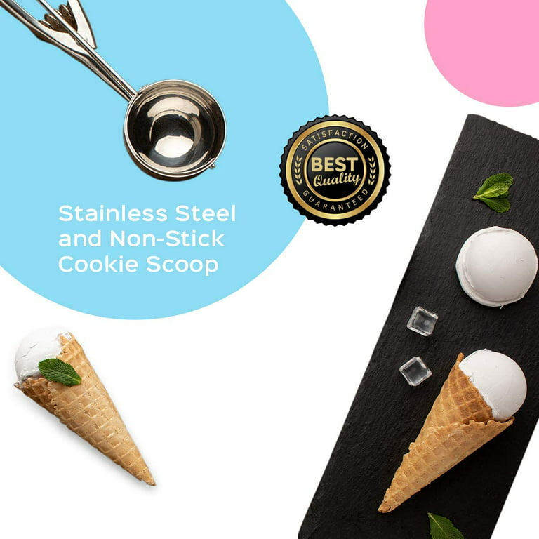 Ludlz Stainless Steel Ice Cream Scooper with Trigger, Small, Medium and  Large Cookie Scoops for Baking, Easy to Clean, Highly Durable, Ergonomic  Handle Cookie Dough Scoop 