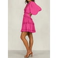 thumbnail image 2 of HOTAPEI Womens Dresses 2023 Spring Summer Deep V Neck Open Back Dress Ruffle Layer Swing Long Sleeve Mini Dresses, 2 of 5