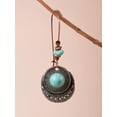 thumbnail image 2 of Boho Created Turquoise Bead Ethnic Round Pendant Earrings, Vintage Bohemian Hippie Jewelry Gift for Women, 2 of 7