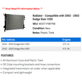 thumbnail image 2 of Radiator - Compatible with 2002 - 2003 Dodge Ram 1500, 2 of 2
