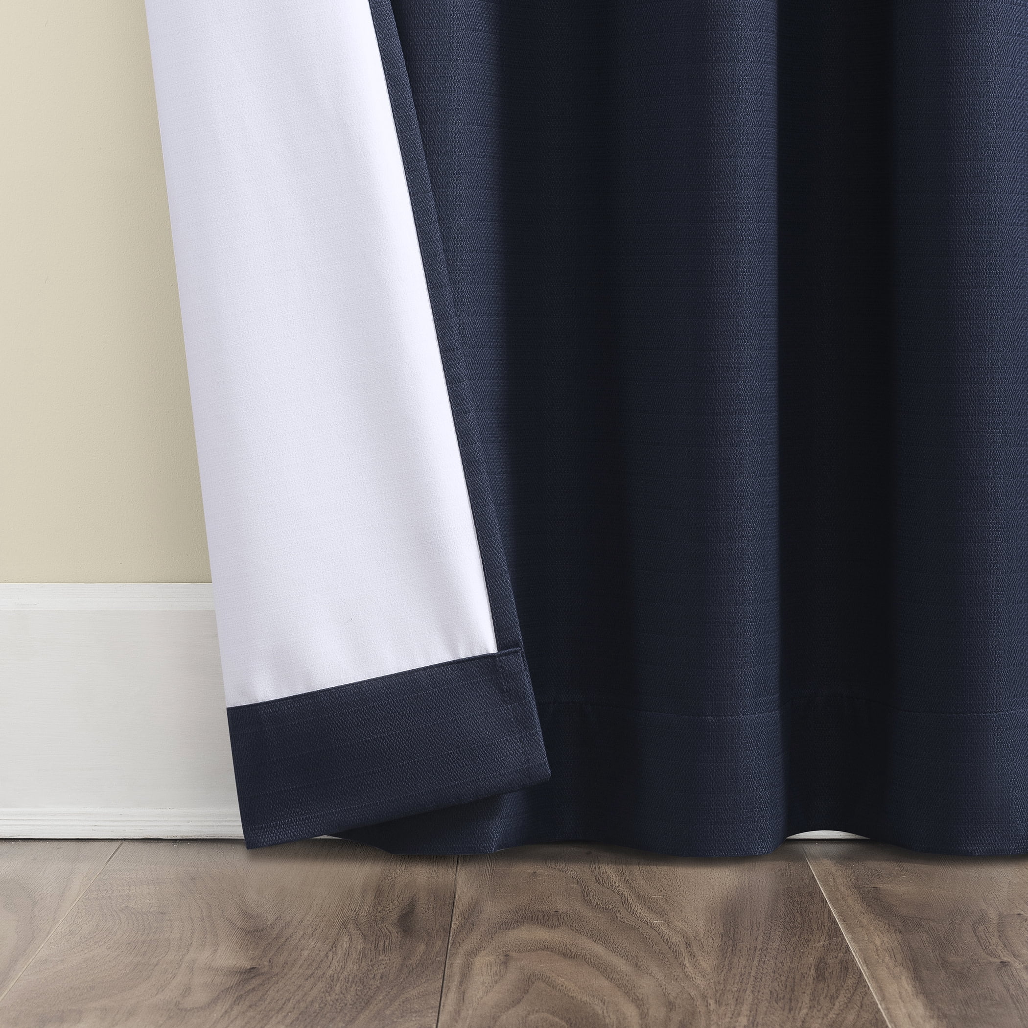 Sun Zero Karina Textured Blackout Rod Pocket Curtain Panel, 40"W x 84"L, Navy Blue