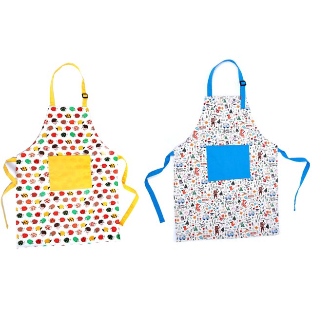 Ficarrico Delantal infantil de algodón con estampado de dibujos animados gruesos para el hogar
