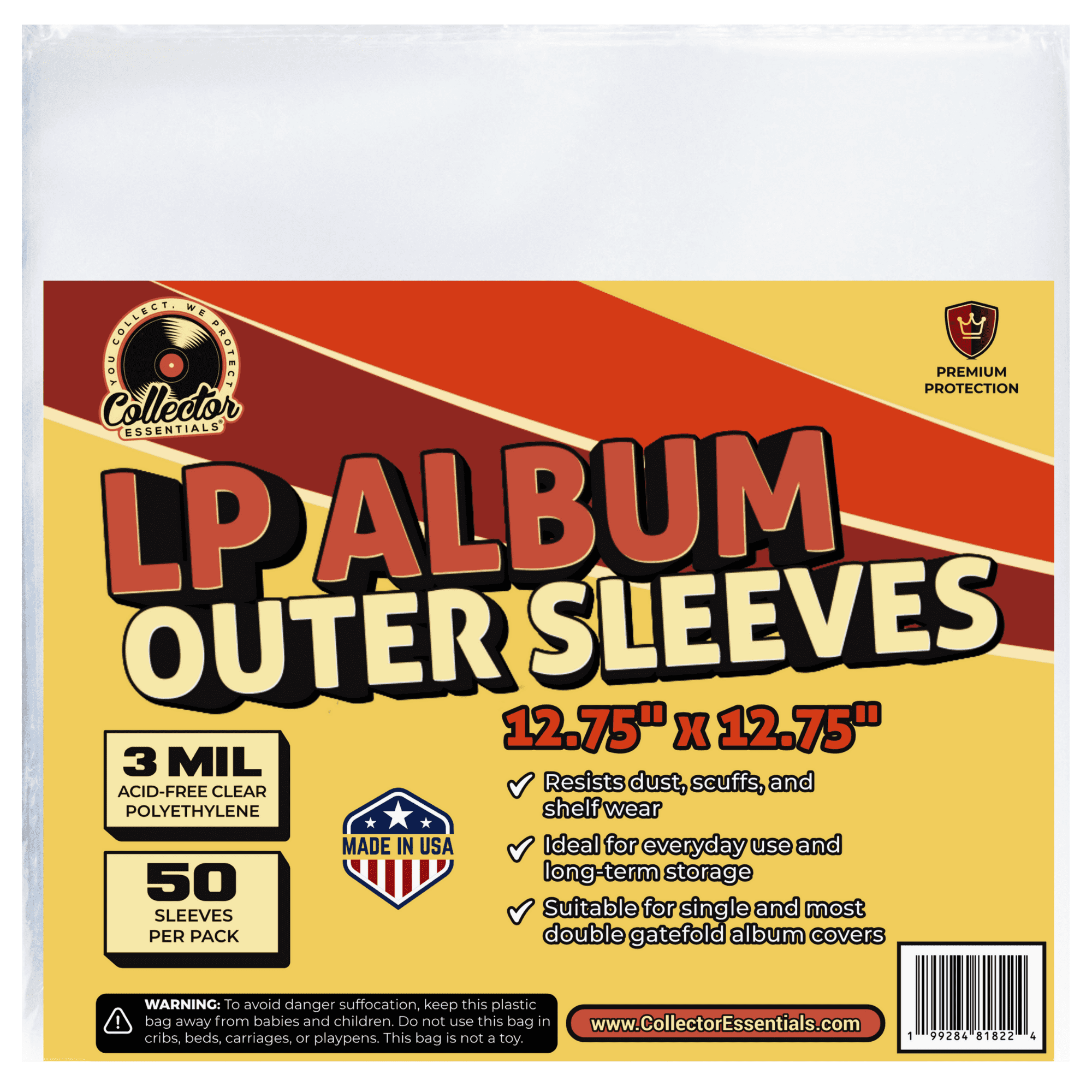 Invest In Vinyl Record Protection Pack of 100 Clear Plastic LP