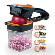 Nutri Chopper with Fresh-keeping Storage Container - Vegetable Slicer that Chops, Cubes and Wedges, Multi-purpose Food Chopper with Stainless Steel Blades, As Seen on TV