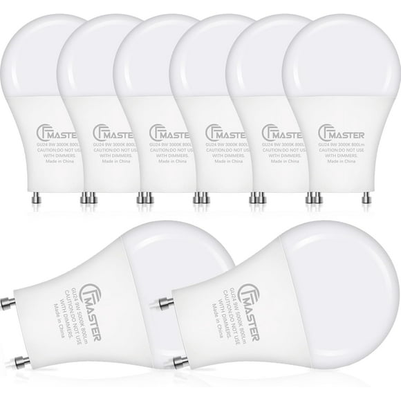 SHIQI-GU24 LED Bulb, 3000K Warm White GU24 LED Light Bulb, 9W (60 Watt Equivalent), A19 Shape GU24 Light Bulb, Twist Lock GU24 LED Light Bulbs for Home Lighting, Non-Dimmable (8Pack, 3000K)