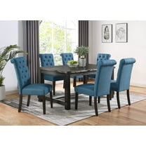 Roundhill Furniture Leviton 7-Piece Dining Set, 30’’Height Table, Up to 6 Seats, Blue