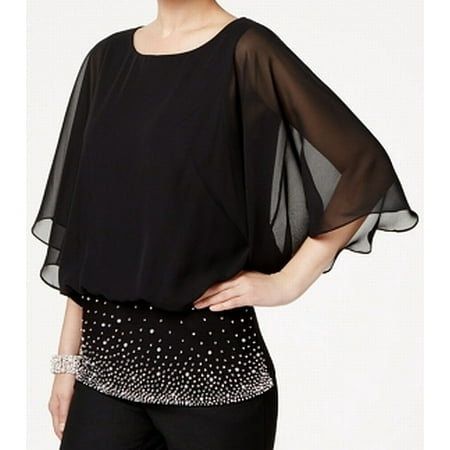 - MSK Womens Large Petite Sequined Chiffon Blouse