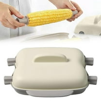 Mbxmh White Microwave Oven Corn Steamer,Microwave Corn Steamer Microwave Corn on the Cob Steamer Portable Corn Steamer with Lid and Handle Kitchen Cooking Tools Dishwasher Kitchen Quarters