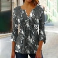 thumbnail image 2 of Ruimatai Womens Summer Tops Mother Day Gifts Women Fashion Printed Casual V-Neck 3/4 Sleeve T-Shirt Blouse Tops, 2 of 5