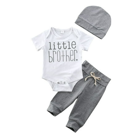 

Infant Baby Boy Casual Top Romper Pants Beanie Hat Outfit Clothes Set
