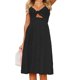 thumbnail image 1 of Women Dresses Summer Tie V-ne Spaghetti Strap A-line Baless Swing Dress - Bla, 1 of 4