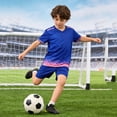thumbnail image 2 of Bysome Boys Outfit Set Colorblock Short Sleeve V-Neck Tops With Solid Color Shorts Athletic Outfit Quick Dry Boys Set Size 8-9 Years Blue, 2 of 4