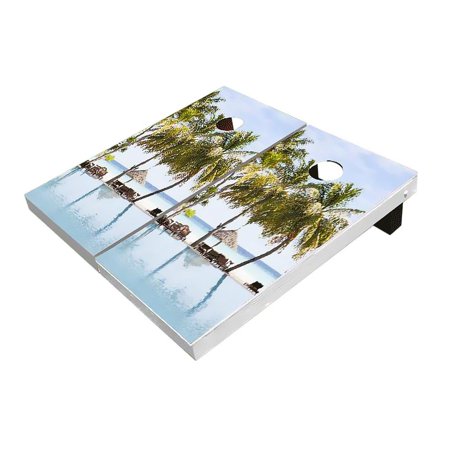 Skip's Garage Beach Straw Shape Solid Wood Cornhole Board Set
