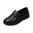 thumbnail image 2 of EKVAHL Women's Slip‑On Casual Loafers, PU Leather Vintage Walking Flats, Anti Slip Wide Fit Elderly Daily Walking Shoes Black, 2 of 5