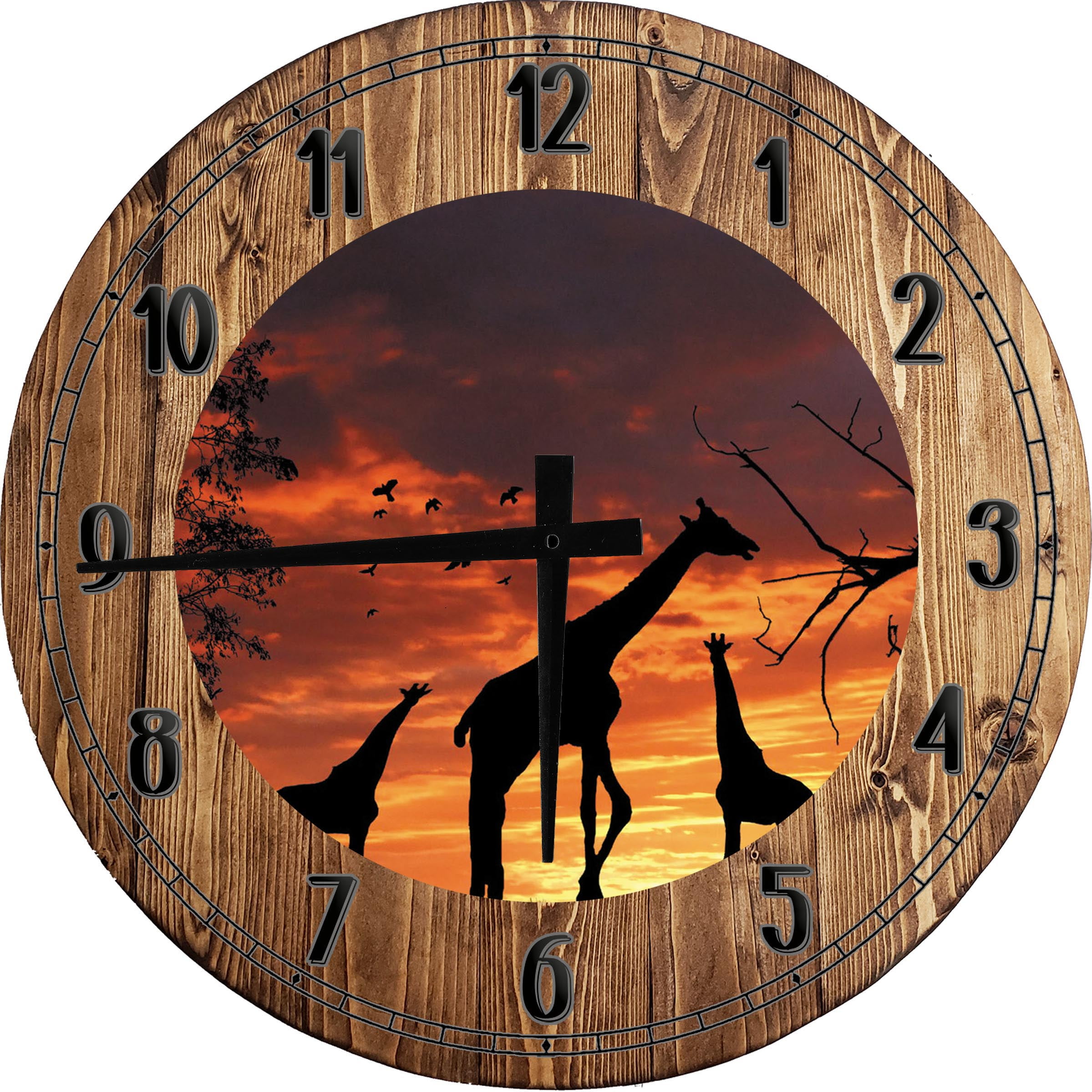 Silhouette Wall Clock Big Giraffe 