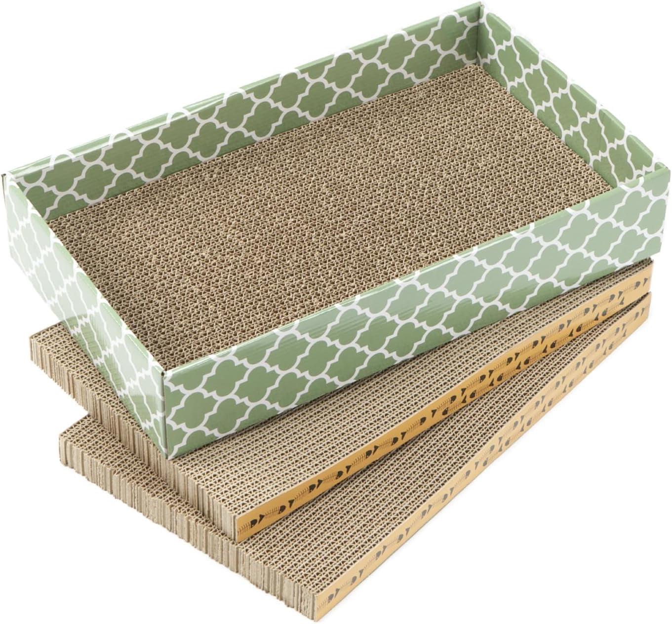 THBN Cat Scratcher Cardboard Scratching Pads Scratch with Catnip 2PCS Reversible Corrugated Cardboard