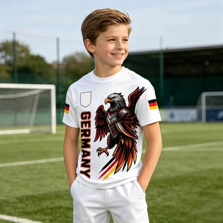 Boy Shirts Kids Eagle Football Print Short Sleeve Crew Neck Tee Stretchy Classic Fit for Everyday Outfit Wear Boys Clothes