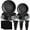 Black, variant on Black Plastic Plates, 25 Guest Disposable Dinnerware Set for New Year, Black Party Supplies, Includes 25 Dinner Plates, 25 Dessert plates, 25 plastic Cutlery, 25 Napkins and 25 12 oz Cups