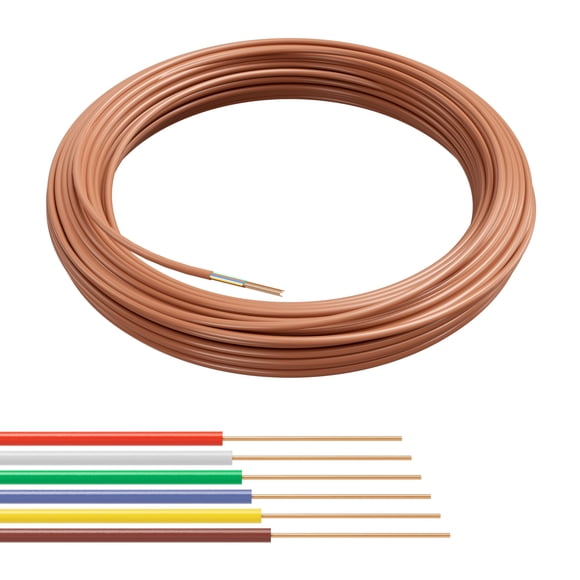 Thermostat Wire 18/6 - Brown - Solid Copper 18 Gauge, 6 Conductor - CL2 (UL Listed) CMR Riser Rated (CL3) - Residential, Commercial and Industrial Ra