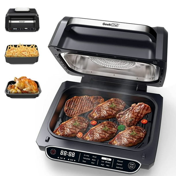 Smart Air Fryer Indoor Grill Combo, 7in1 Electric Grills Smokeless