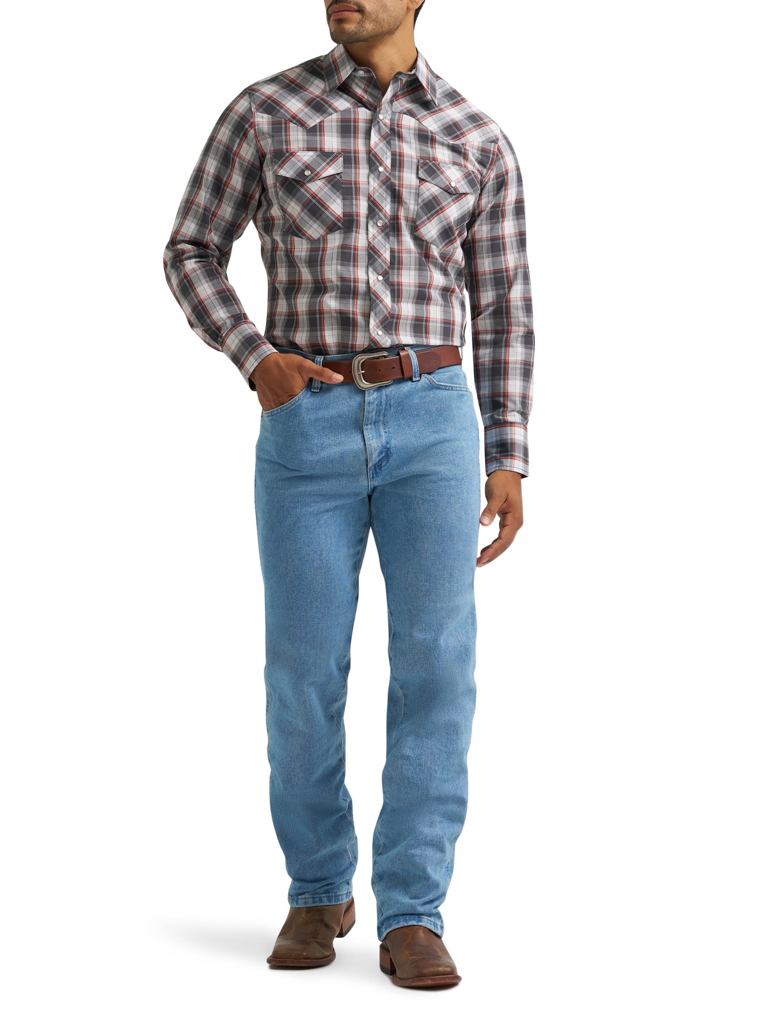 Wrangler® Men's and Big Men's Regular Fit Long Sleeve Western Shirt, Sizes S-5XL