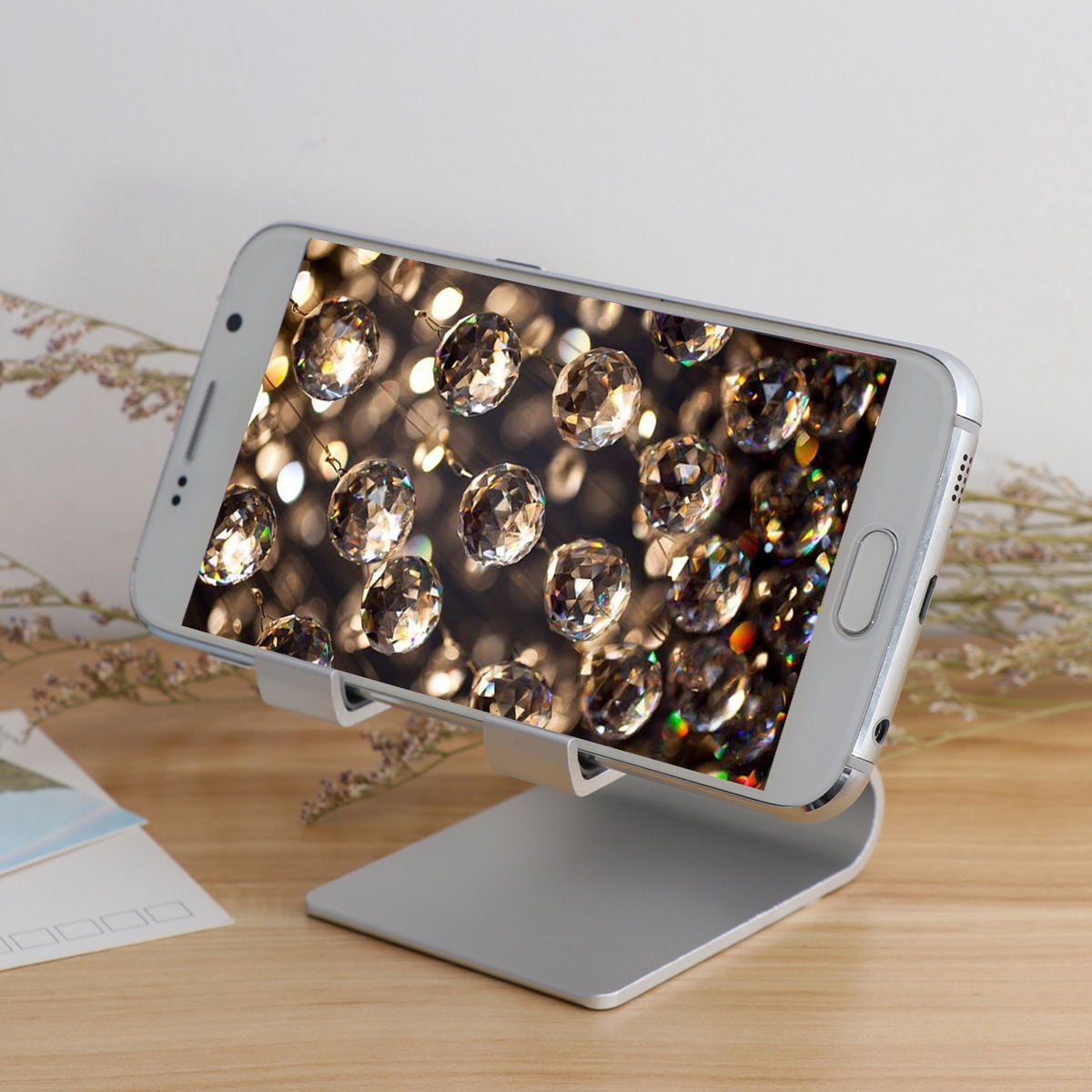 OULII Desktop Cell Phone Stand Silver Tablet Phone Stand Aluminum Alloy Durable 1Set