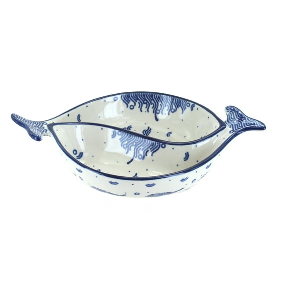 Blue Rose Polish Pottery Oceana Yin-Yang Fish Dish