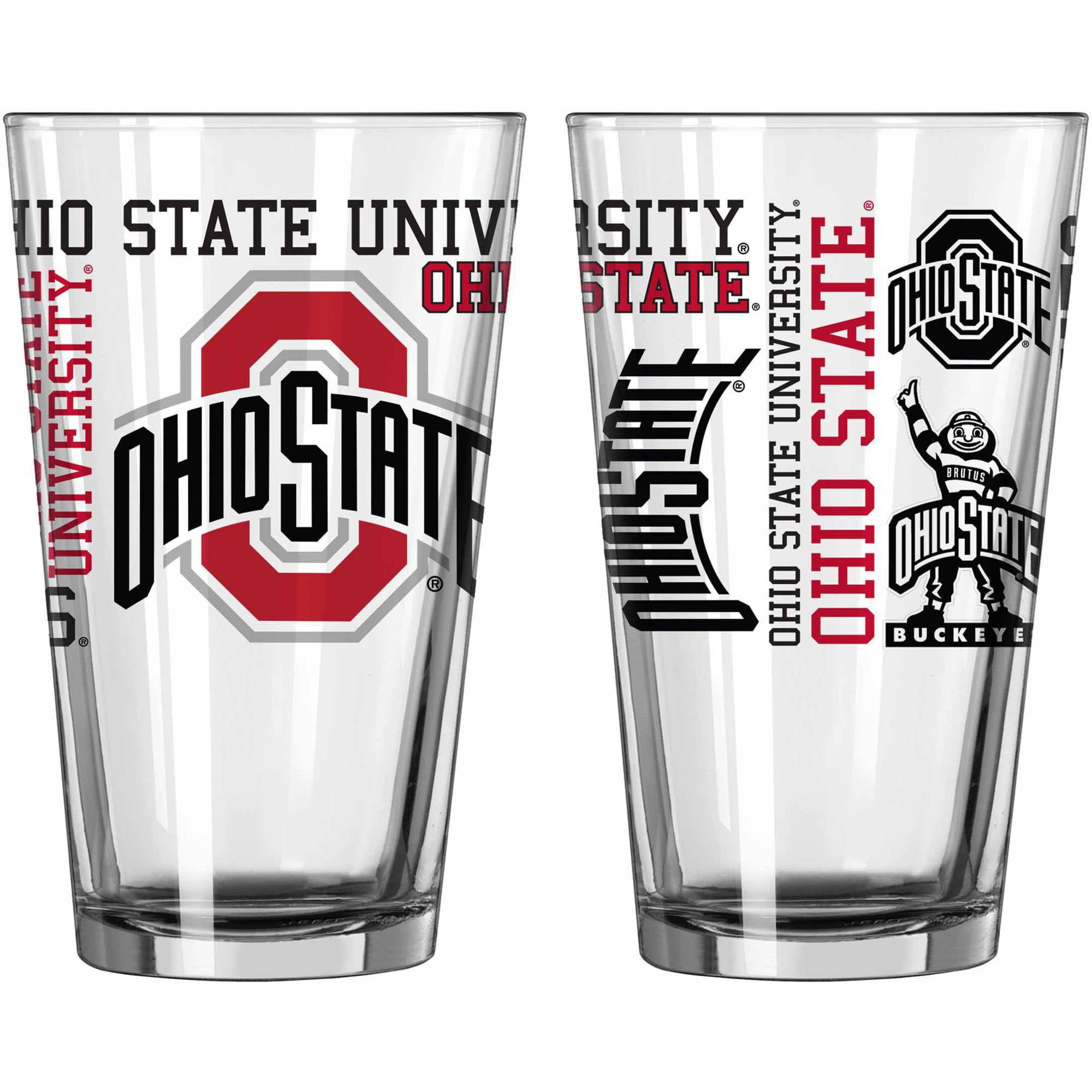 Boelter Brands NCAA Set of Two 16 Ounce Spirit Pint Glass Set, Ohio State Buckeyes by Boelter Brands
