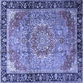 thumbnail image 1 of Ahgly Company Machine Washable Indoor Square Medallion Blue Traditional Area Rugs, 6' Square, 1 of 4