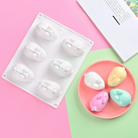 

Riguas Dessert Mold Non-stick Easy to Demold Food Grade Good Toughness Silicone 6 Grids Rabbit Shape Candy Baking Mold Home Supplies