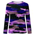 thumbnail image 4 of WEAIXIMIUNG Saint-Valentin Femmes Quotidien Été Imprimé Col Rond Hauts Manches Longues T-Shirt Imprimé Fleur Ample Fendu Côté Tunique, 4 of 5