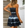 thumbnail image 2 of Amazhiyu Womens Summer Strapless Dresses Satin Tie Dye Smocked Waist Sexy Mini Sundress, 2 of 8
